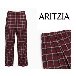 Wilfred the Effortless Cropped Pant in spiced burgundy plaid - size 6